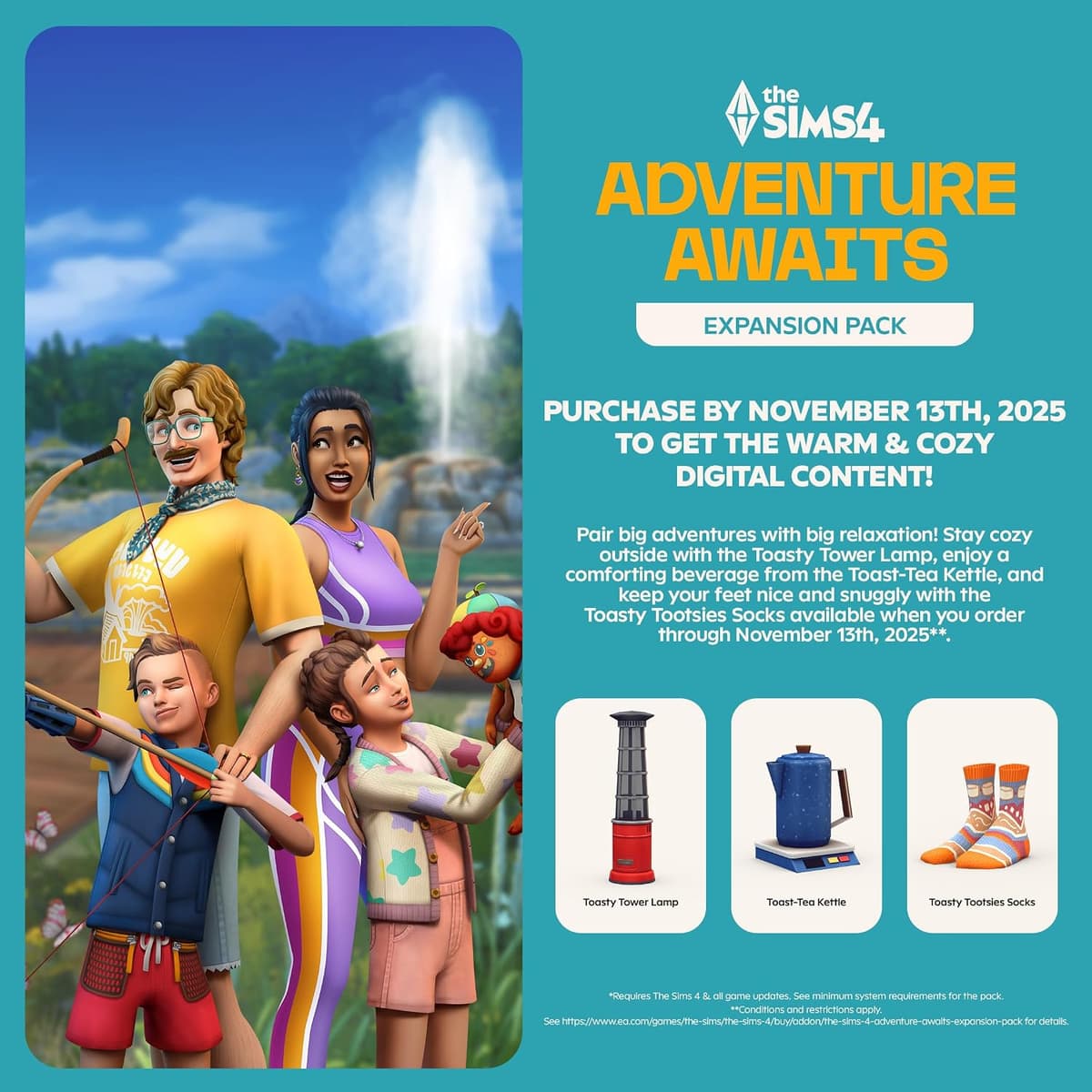 The Sims Adventure Awaits Expansion Pack (EP 20) | Download Code EA App | VideoGame | English PC Code - EA App EP + Bundle The Sims 4 (EP 20) Adventure Awaits