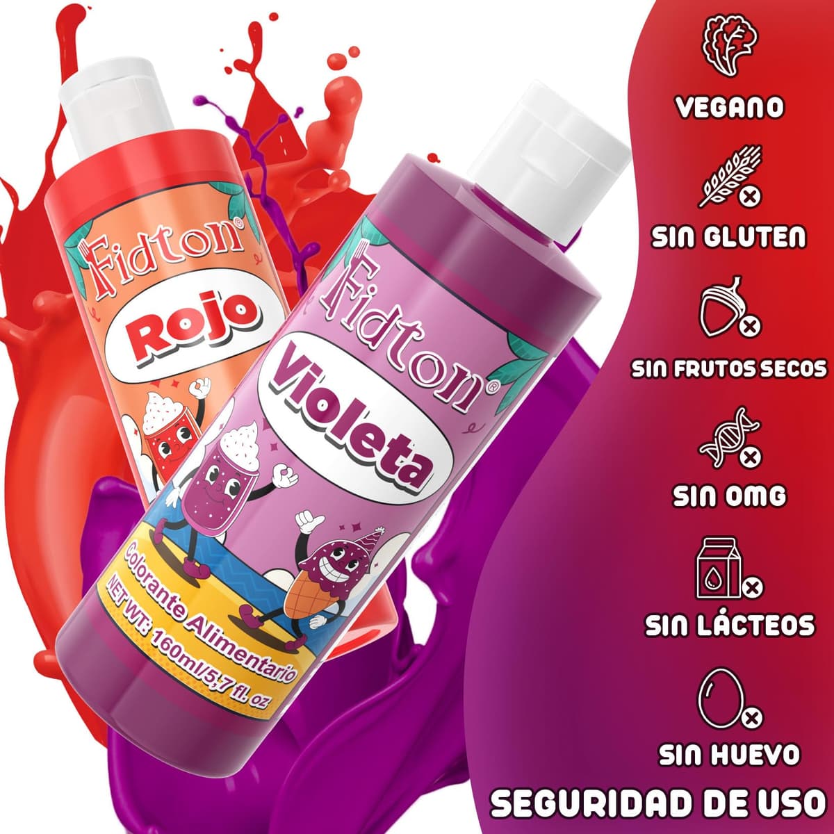 Colorante Alimentario 160ml - Gran Capacidad Colorantes Alimentarios Reposteria Altamente Concentrado para Decoración de Pasteles, Colorante Alimenticio para Fondant Colores, Macarrone, Donuts - Rojo — view 3