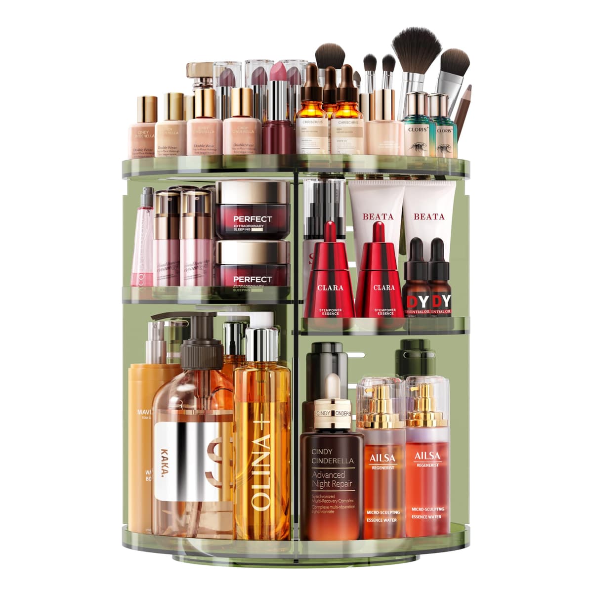 Auxmir Rotating Makeup Organiser, 9-Tier Adjustable Makeup Organiser with 360 Degree Rotation, Large Capacity Spinning Makeup Storage on Stand Revolving for Vanity Table, Bedroom, Bathroom — view 16