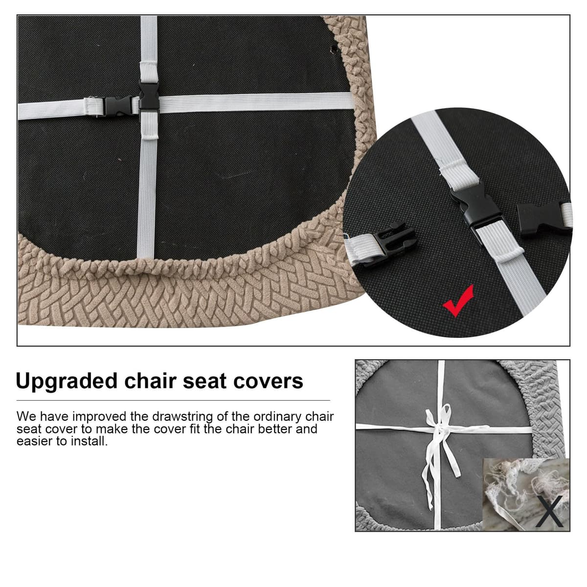 Genina Seat Covers for Dining Room Chair Seat Slipcovers Kitchen Chair Covers (Taupe, 4 Pcs) — view 5