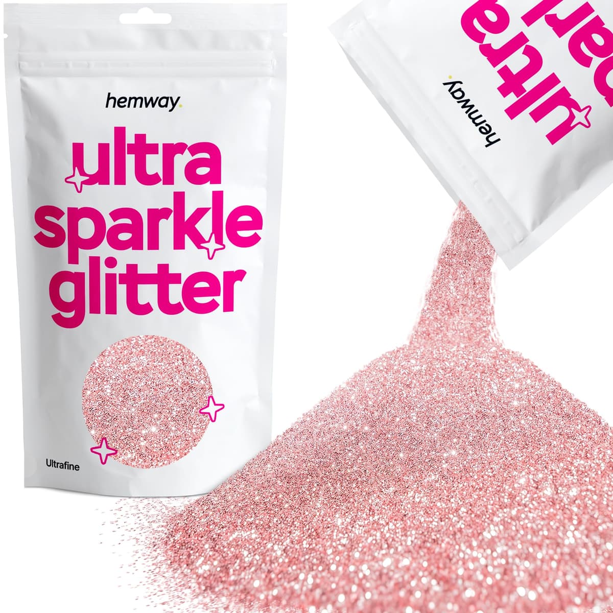 Hemway Ultra Sparkle Glitter Baby Pink Iridescent 100g Fine | Glitter for Arts & Craft, Makeup, Nail Art, Crafting, Card Making, Sparkle Decoration — view 189