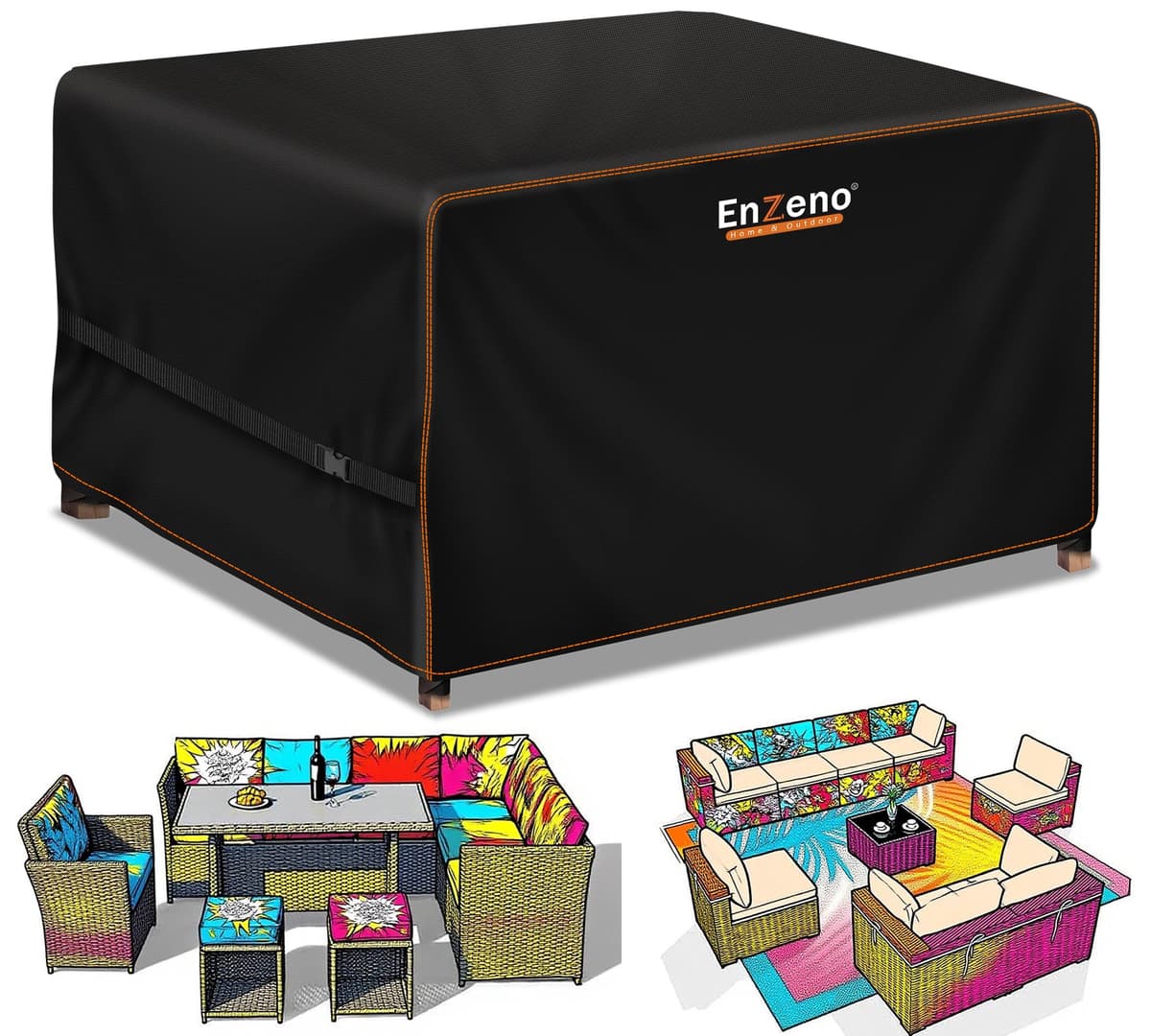 Enzeno Outdoor Garden Furniture Covers - Waterproof with Air Vent, Patio Table and Chair Set Cover, Heavy Duty Oxford Fabric 200X160X74cm — view 23