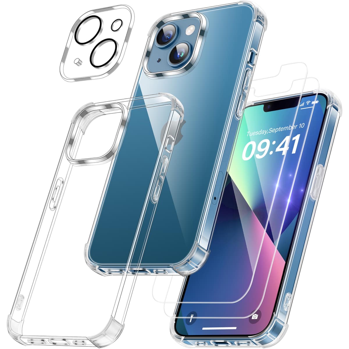 FLLAO 4 en 1 Funda para iPhone 15 con 2 Protector Pantalla y 1 Protector Lente Cámara, [Almohadilla de Aire integrada] Antigolpes Antiarañazos Carcasa 6,1 Pulgadas, Transparente — view 99