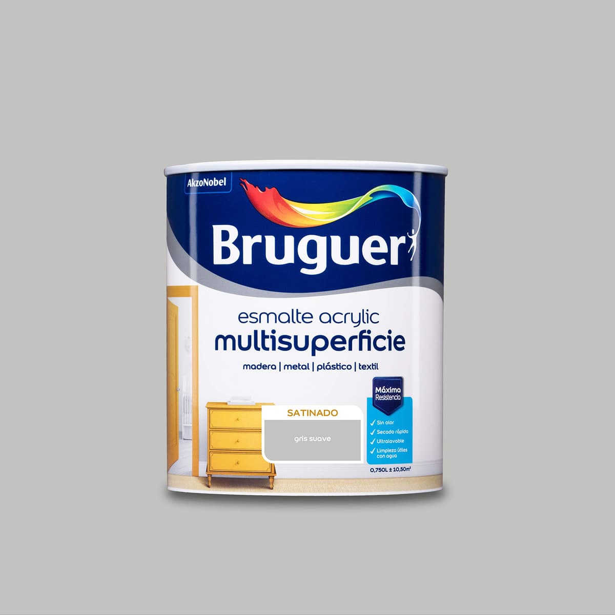 Bruguer Acrylic Multisuperficie Esmalte al agua Satinado - Pintura 750 mL, Blanco Permanente — view 94