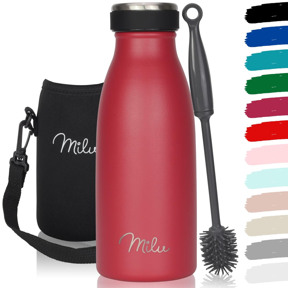 Milu Stainless Steel Drinking Bottle 1500 ml - Insulated Thermo Flask for Water - Leak Proof, Insulated and Double Walled, Carbonated (Granite Navy Blue, 1,5L) — view 85