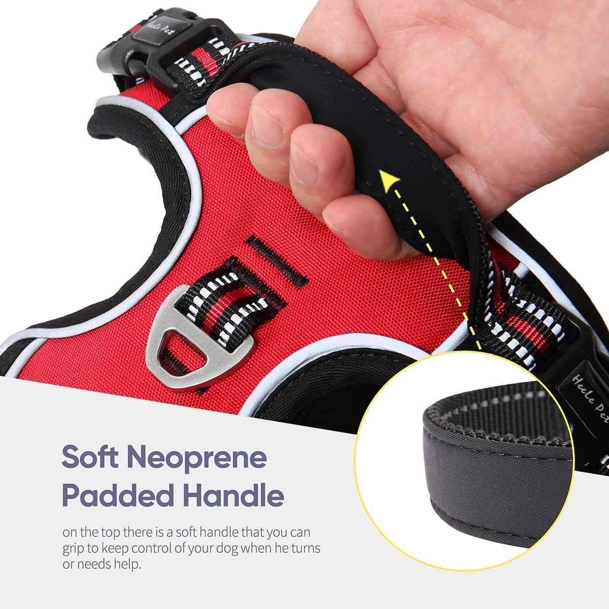 HEELE Dog Harness Medium No Pull Dog Vest Harness with Soft Handle Reflective Pet Harness for Outdoor Training Walking, Black, M — view 78