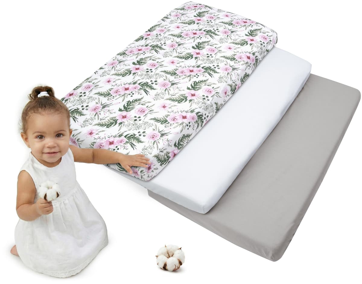 Medi Partners Sabana Bajera Cuna 60x120 Set de 3-100% Algodon Sabanas de Algodón Bebe Ropa de Cama para Bebés Dormir Cuna Fitted Bed Sheet Protector (Safari-Blanco-Gris) — view 26