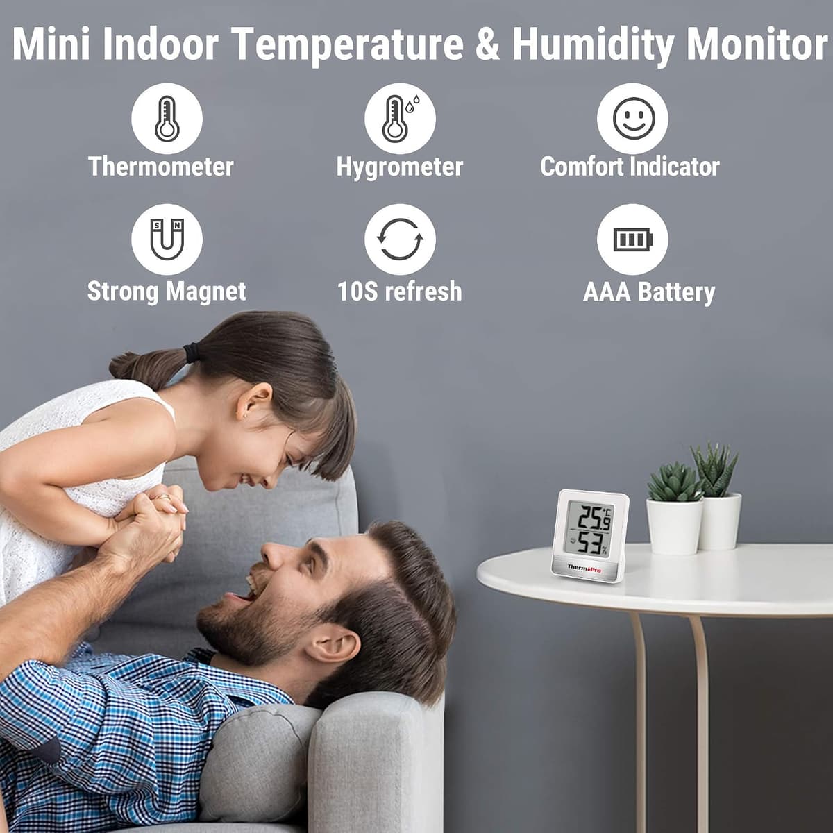 ThermoPro TP49-2 Digital Room Thermometer Indoor Hygrometer Mini Temperature Monitor Humidity Meter for Home Office Air Comfort Thermo Hygrometer — view 2