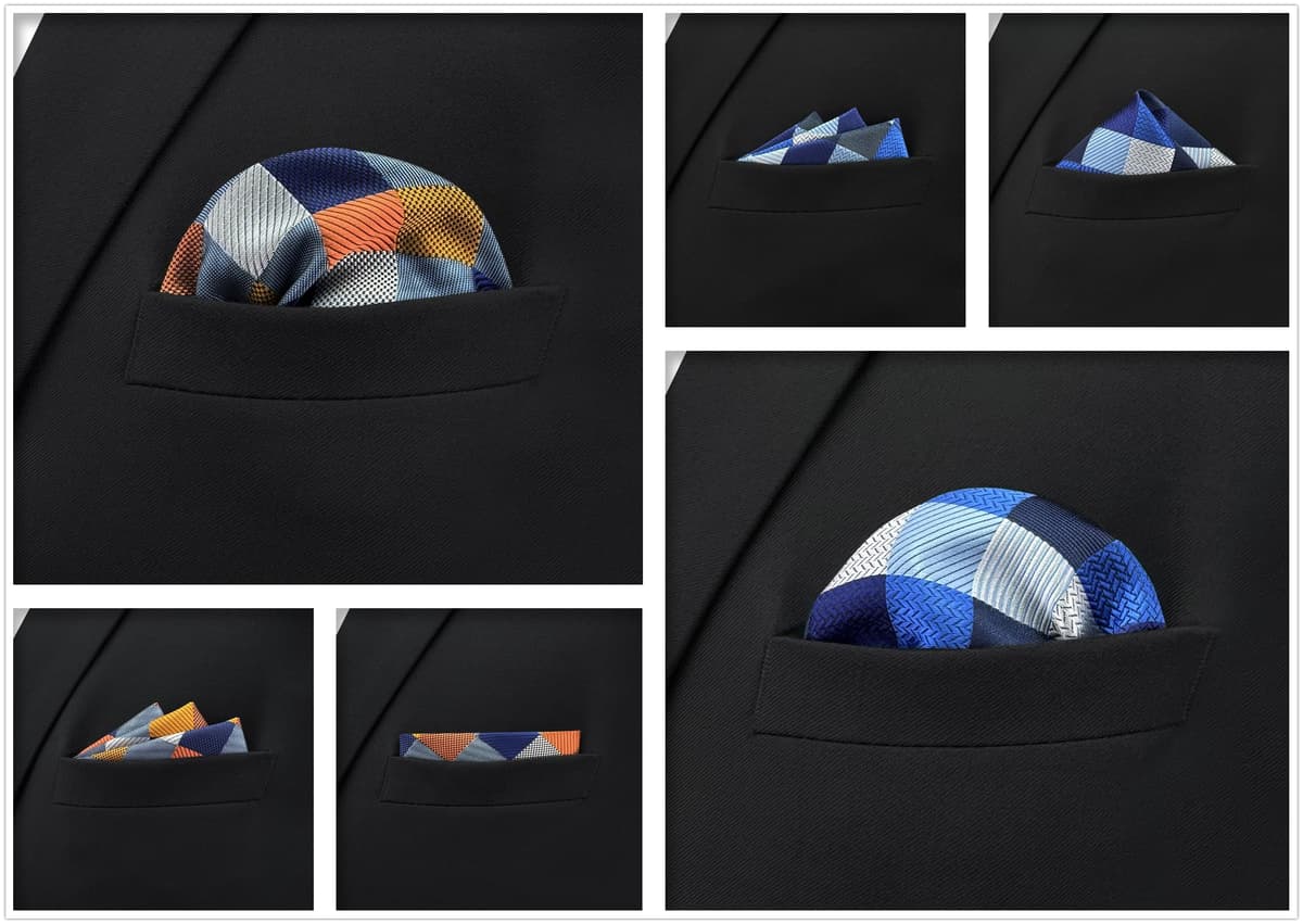 S&W SHLAX&WING 5 Pieces Pañuelo De Bolsillo Para Hombre Handkerchiefs Set para chaqueta de traje — view 4