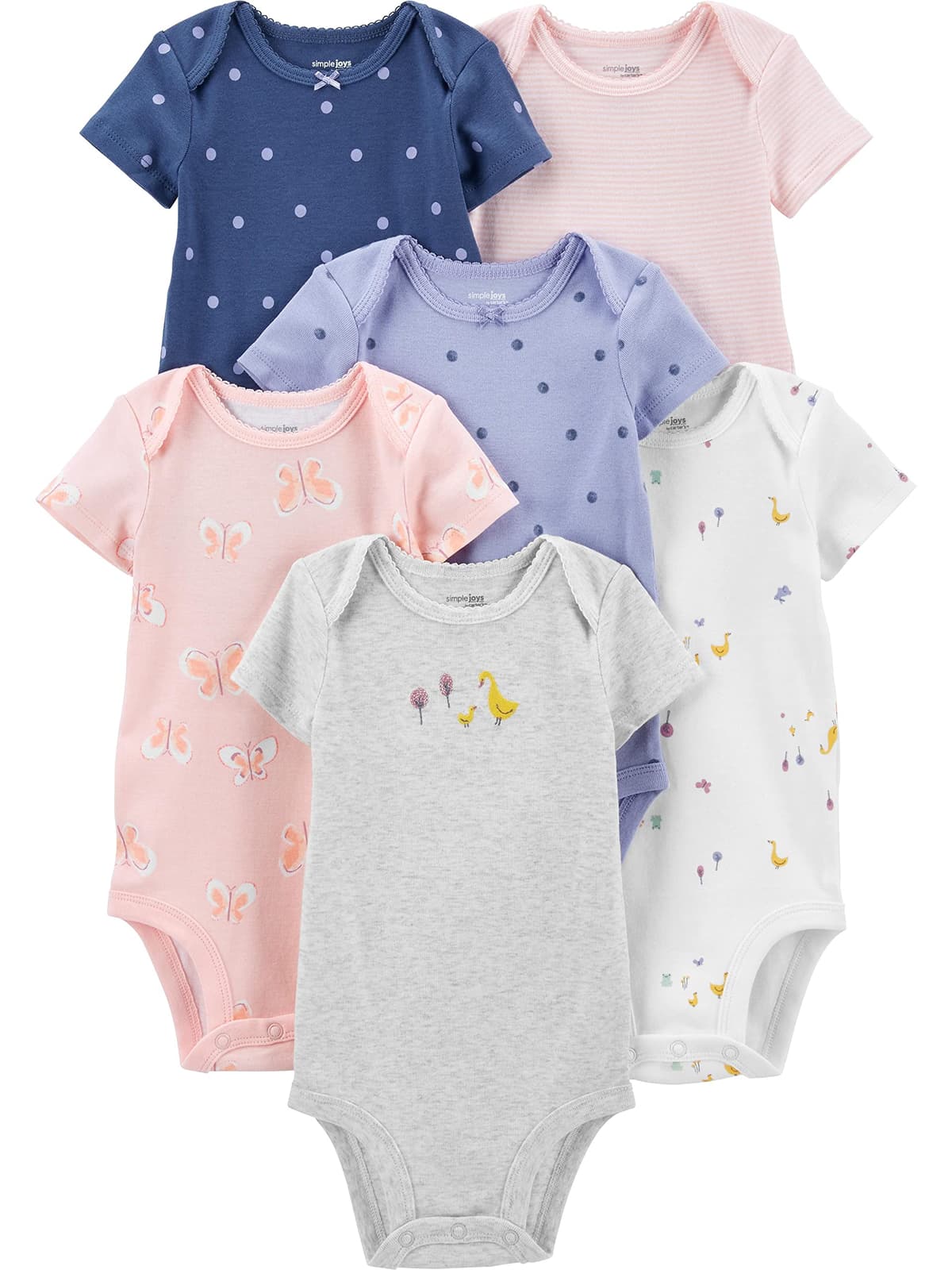 Simple Joys by Carter's 6-Pack Short-Sleeve Bodysuit Body Bebé-Niñas (Pack de 6) — view 15