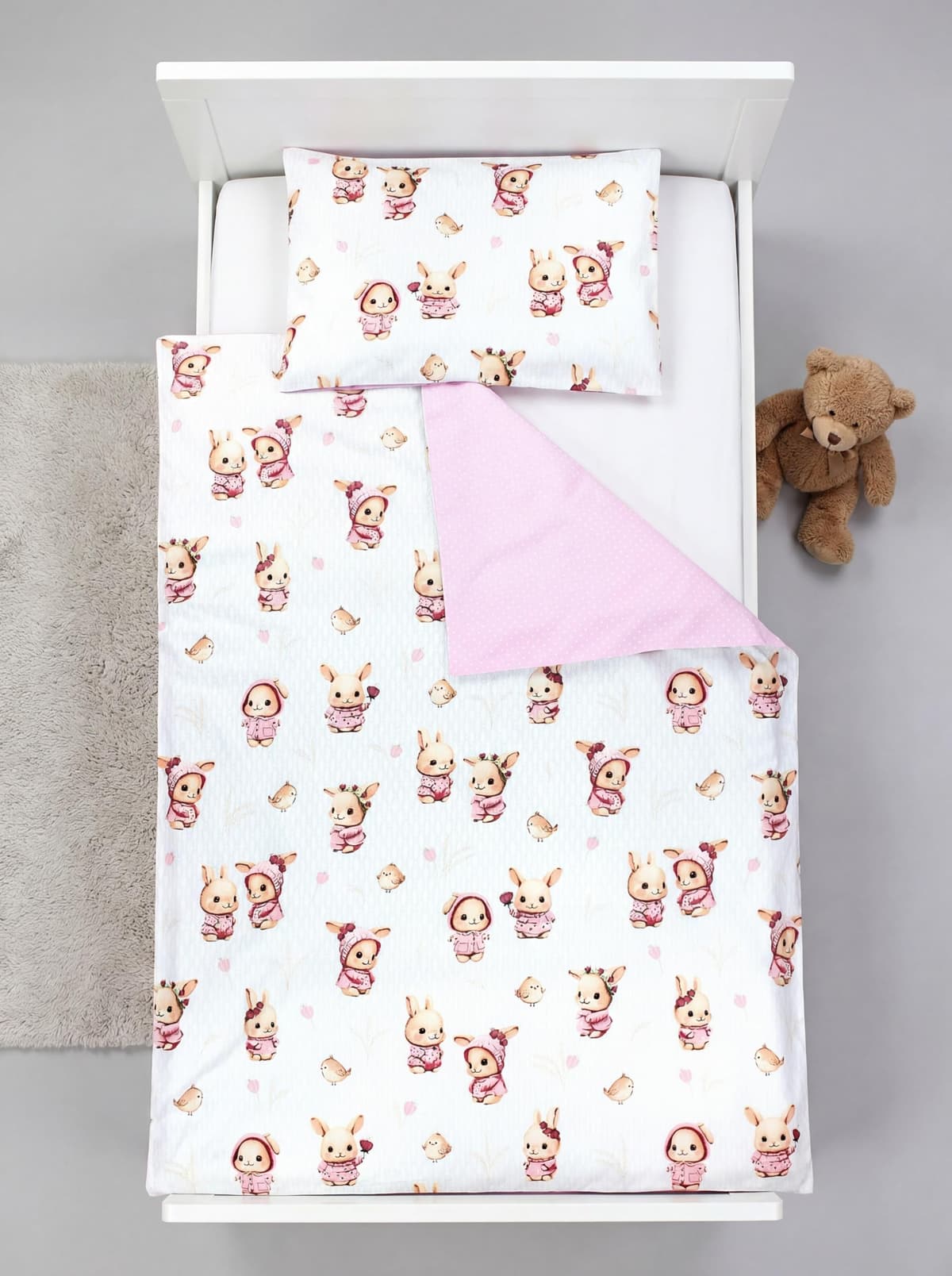 TupTam Juego de Ropa de Cama para Niños, de 2 Piezas., Conejo/Rosa/Lunares, 120x90 cm — view 3