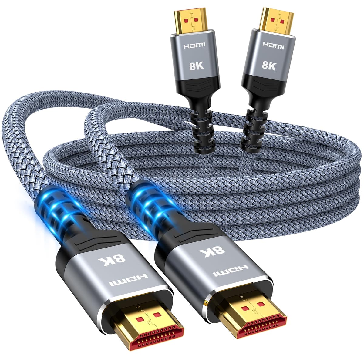 10K 8K HDMI Cable 2M Certified, Snowkids HDMI 2.1 Cable Ultra HD High Speed 48Gbps, 8K@60Hz 4K@120Hz HDMI Lead eARC HDR10 HDCP 2.2/2.3, Compatible for PS5/4 for X-box/HDTV/Blu-ray — view 12