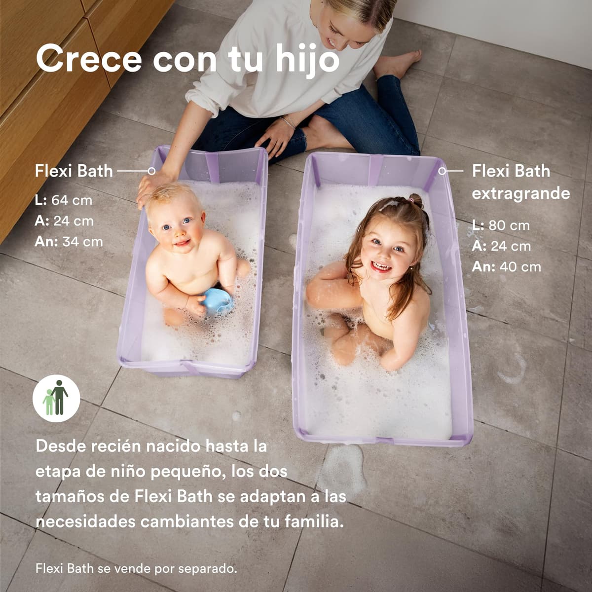 Stokke Flexi Bath X-Large, Lavender - Bañera plegable para bebé - Ligera, duradera y fácil de guardar - Práctica para usar en casa o de viaje - De 0 a 6 años — view 4