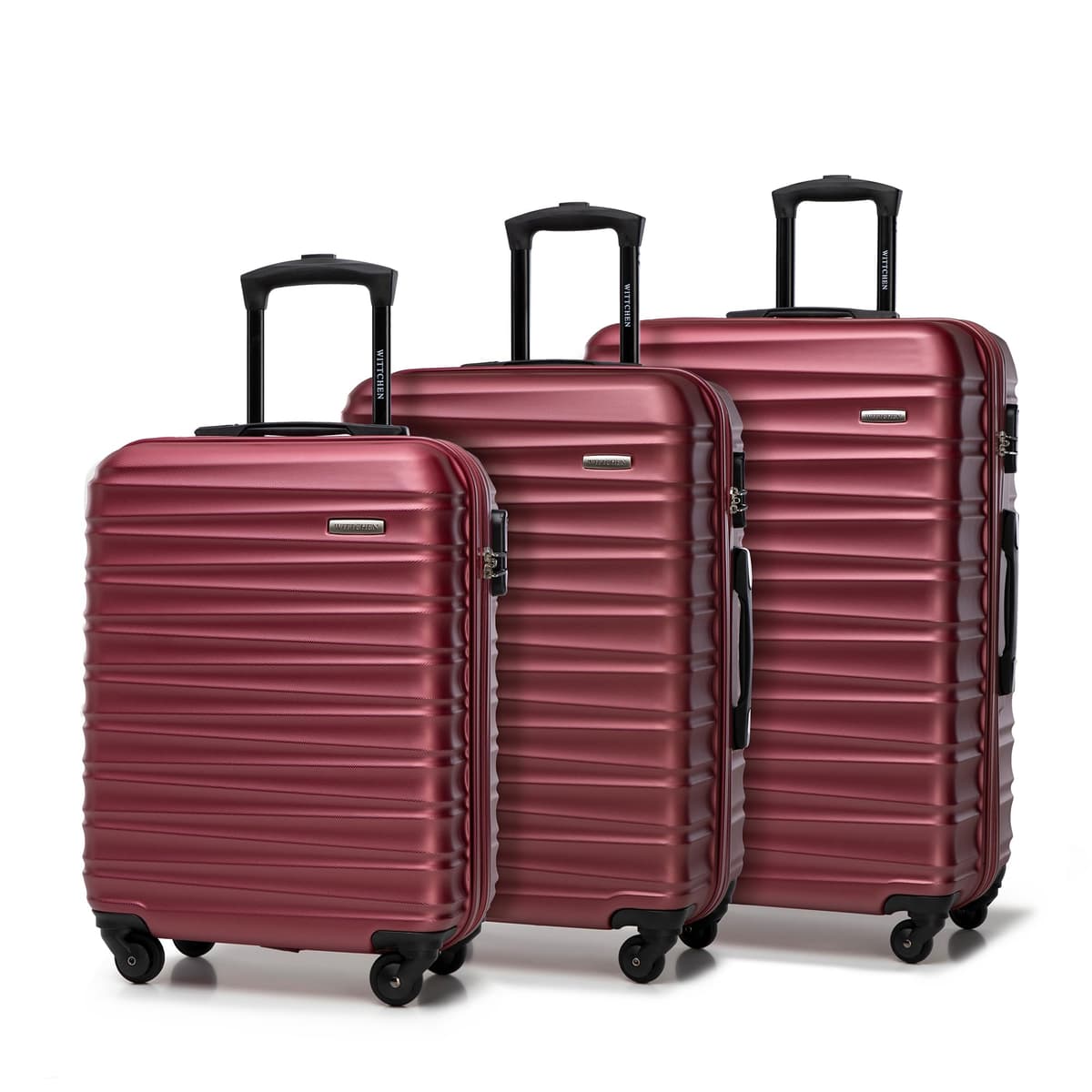 WITTCHEN Maleta Grande Trolley ABS rígido para facturación con 4 Ruedas giratorias Cerradura de combinación asa telescópica Groove Line Negro Ryanair/Vueling/Iberia/easyJet/Iberia Express — view 49