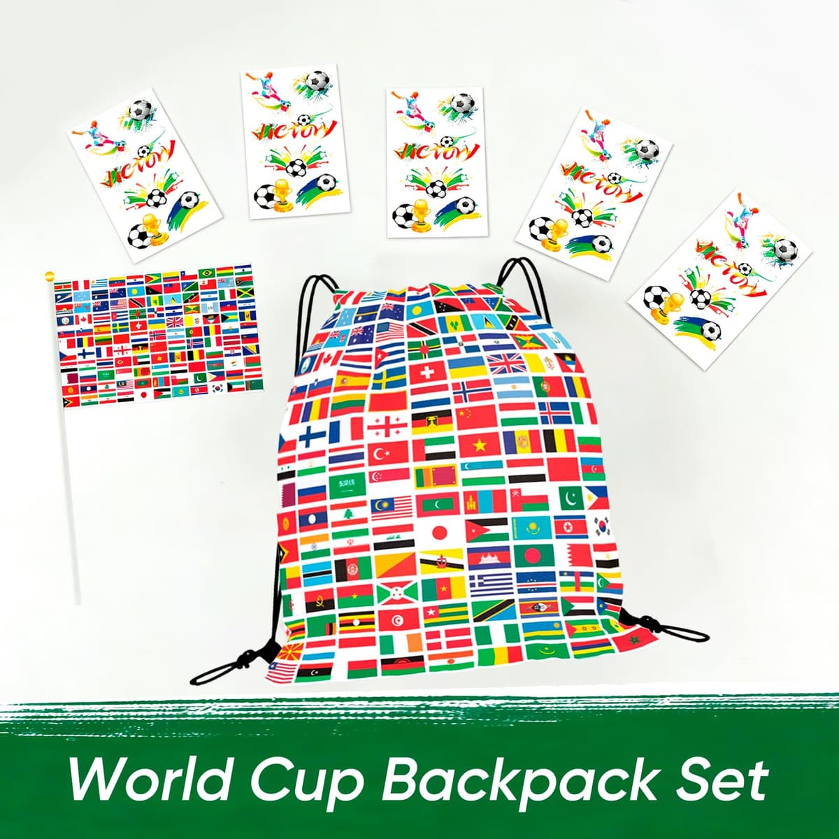 World Cup Football 2026 Drawstring Backpack Set with Flags World Cup 2026Accessories for Fans, Boys Girls Party Favors, Souvenirs & Multi-Nation Souvenir Gear — view 4