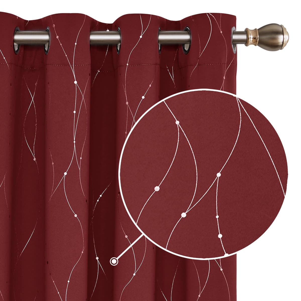 Deconovo Soft Dotted Line Foil Printed Blackout Curtains Thermal Insulated Curtains Eyelet Energy Efficiency Room Darkening Curtains for Bedroom 52 x 72 Inch Light Grey 2 Panels — view 51