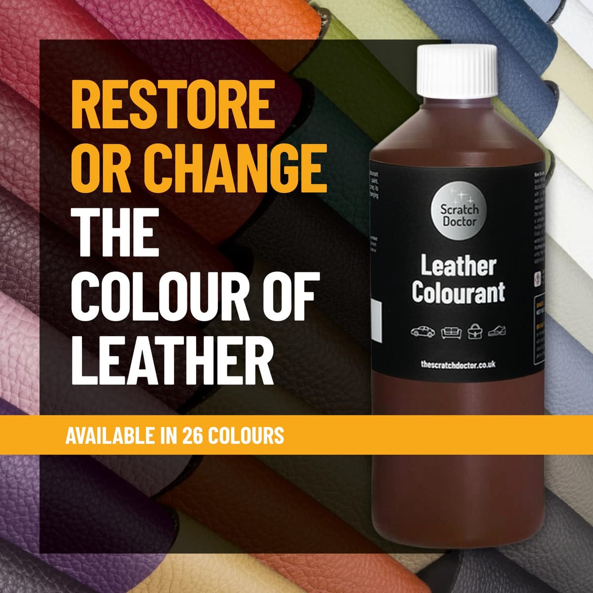 Scratch Doctor Leather Colourant Restore & Repair Leather Faux Vinyl Paint for Furniture Sofas Car Seats Shoes Handbags (Light Cream, 100ml) — view 2
