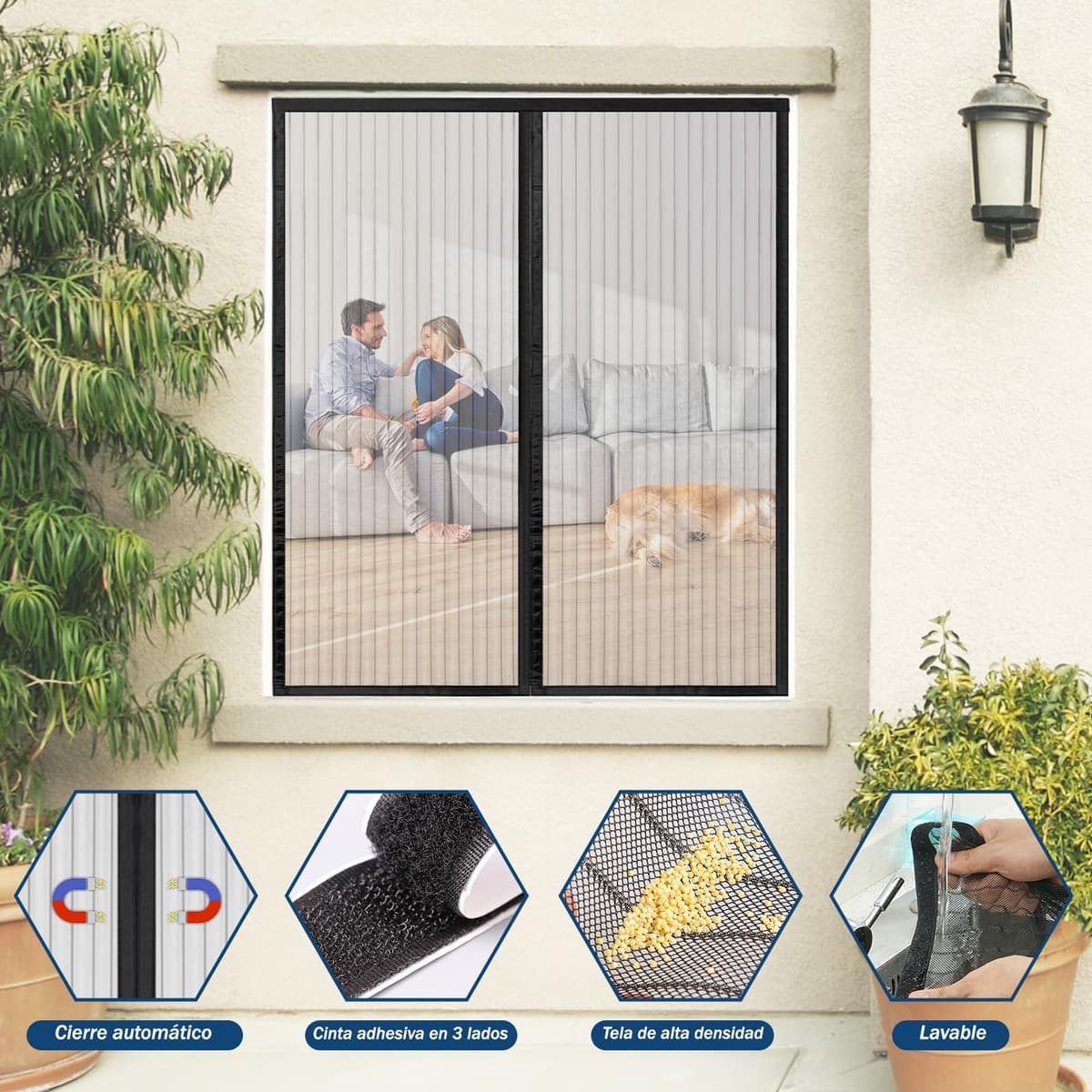 Mosquitera Ventana Magnetica 130x130cm, Mosquitera para La Ventana, Sin Taladrar, Malla Ultrafina, para la Mayoría de los Tipos de Ventanas, Negro — view 2