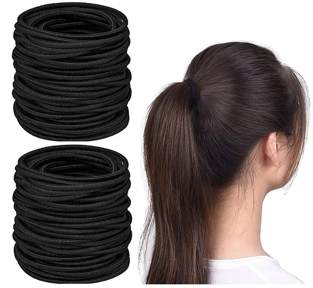 WROLY Hair Bands, Hair Bands For Women, Ponytail Holders, Hair Bobbles Hair Ties 4mm, Hairbands Hair Bands For Girls, Hair Bobbles Elastic Hair Bands (50-Hair Bands (Black) — view 7