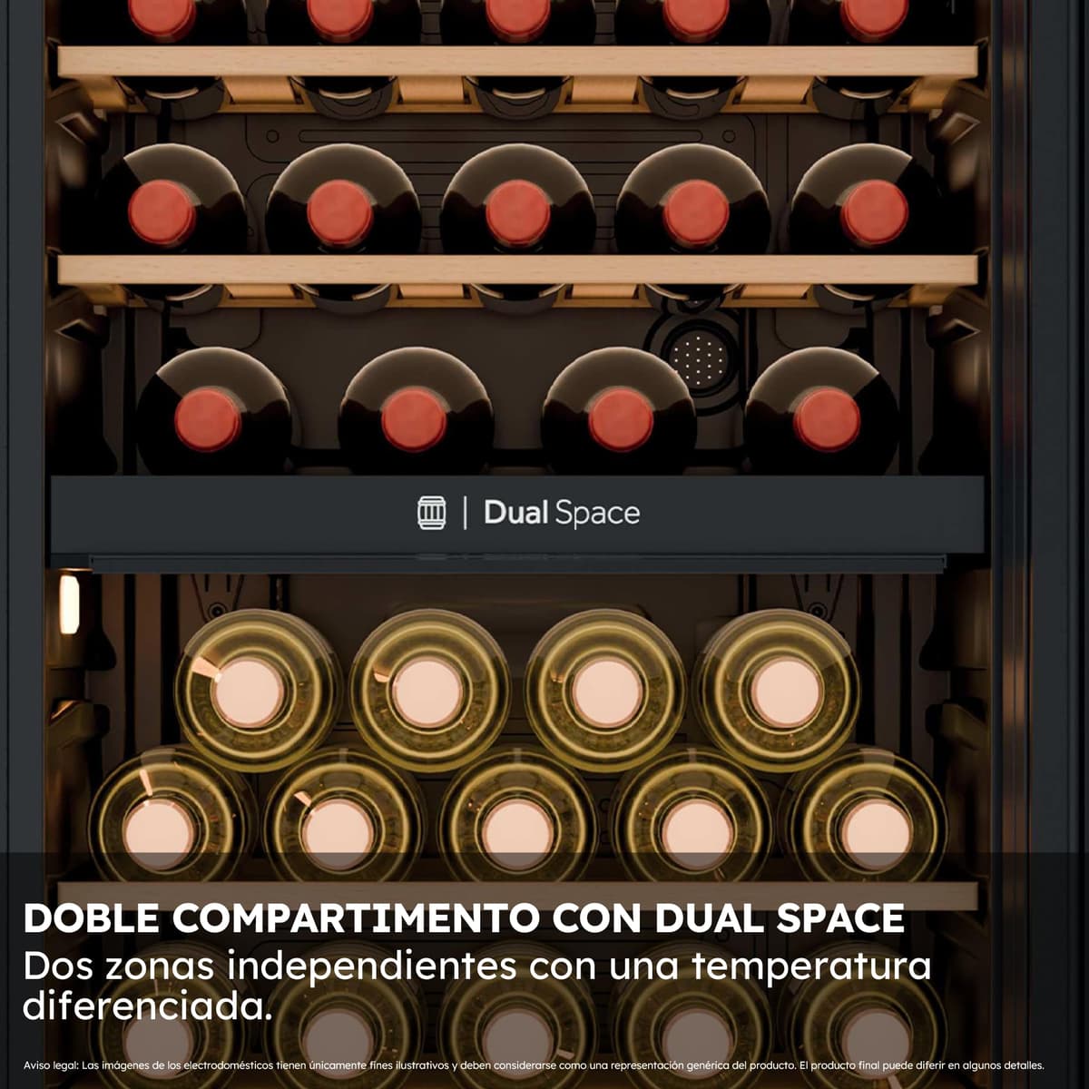 Haier Wine Bank 50 Series 5 HWS56GDG Vinoteca de 56 botellas, 2 Zonas independientes, Estantes de madera, Filtro Anti-UV, Sistema Antivibración, Display Digital, Iluminación LED, 37 dbA, Negra — view 4