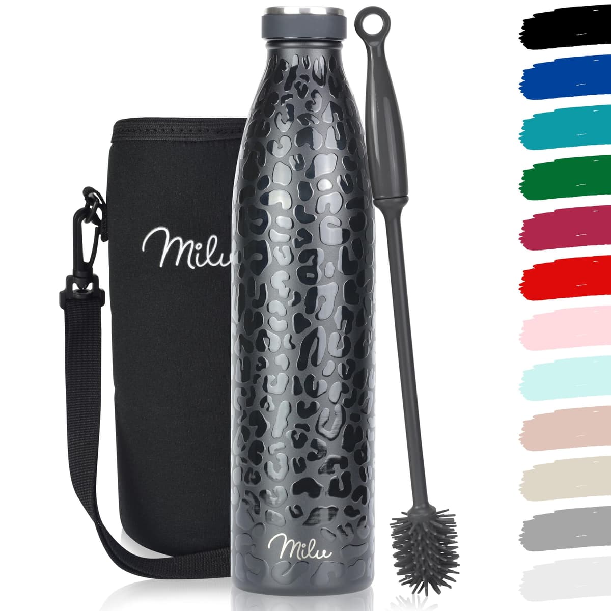 Milu Stainless Steel Drinking Bottle 1500 ml - Insulated Thermo Flask for Water - Leak Proof, Insulated and Double Walled, Carbonated (Granite Navy Blue, 1,5L) — view 55