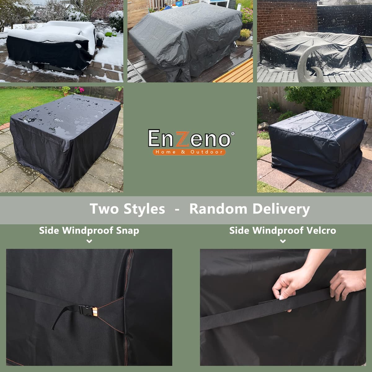 Enzeno Outdoor Garden Furniture Covers - Waterproof with Air Vent, Patio Table and Chair Set Cover, Heavy Duty Oxford Fabric 200X160X74cm — view 5