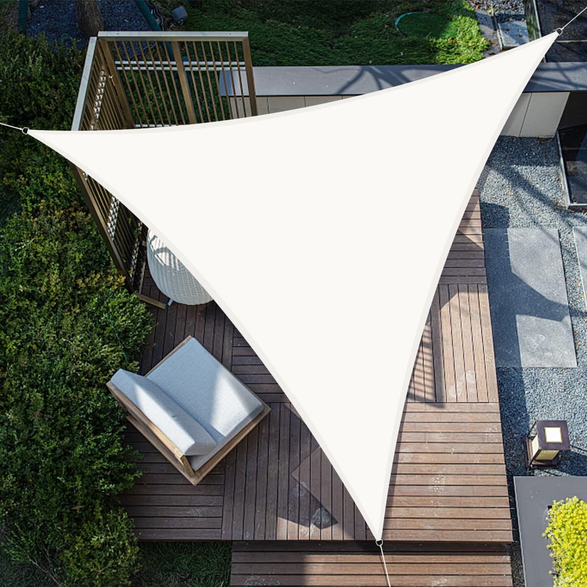 SUNNY GUARD Toldo Vela de Sombra Impermeable 3x3x3m Triangular a Prueba de Viento protección UV para Patio,Jardín, Exteriores, Terraza, Color Arena — view 30