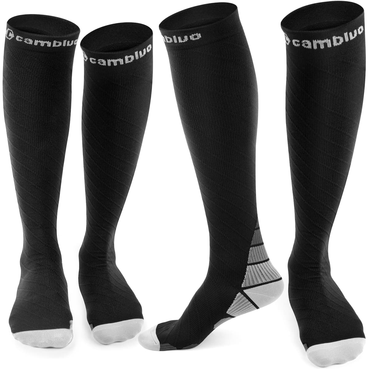 CAMBIVO Compression Socks for Women & Men 2 Pairs, Flight Socks Compression Stockings Running Socks for Calf & Ankle Support, Sports, Flying, Maternity Pregnancy, Nurses, Travel — view 8