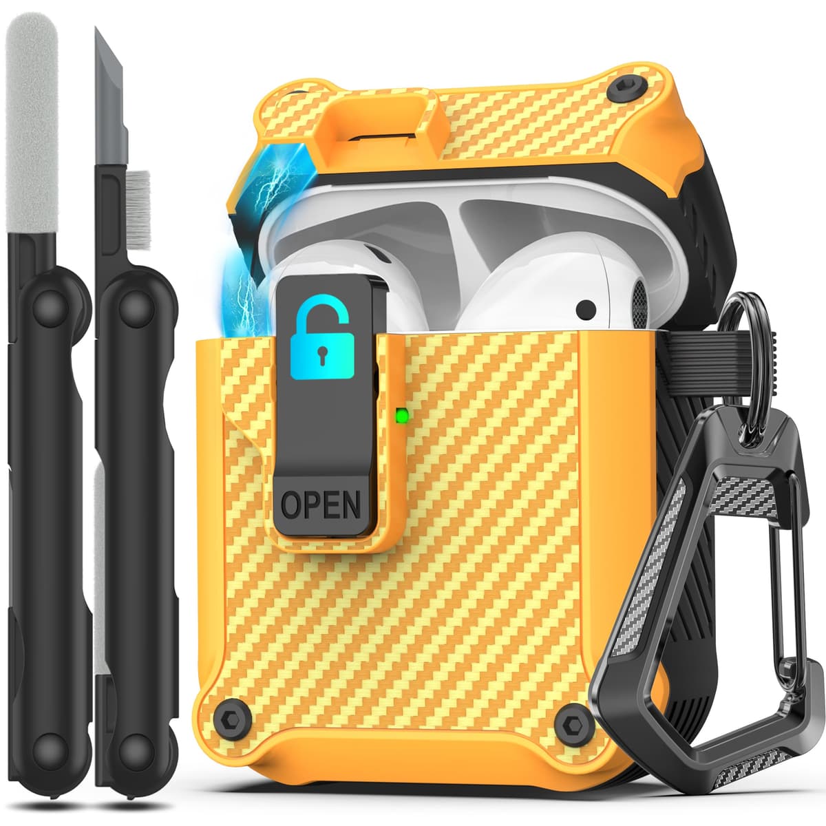 RFUNGUANGO Compatible con Airpods 4 Estuche (2024) con Kit de Limpieza, Clip de Bloqueo Seguro y Estuche de Protección a Prueba de Golpes para Airpods 4ta Generación Lanzamiento 2024,Cielo Estrellado — view 63