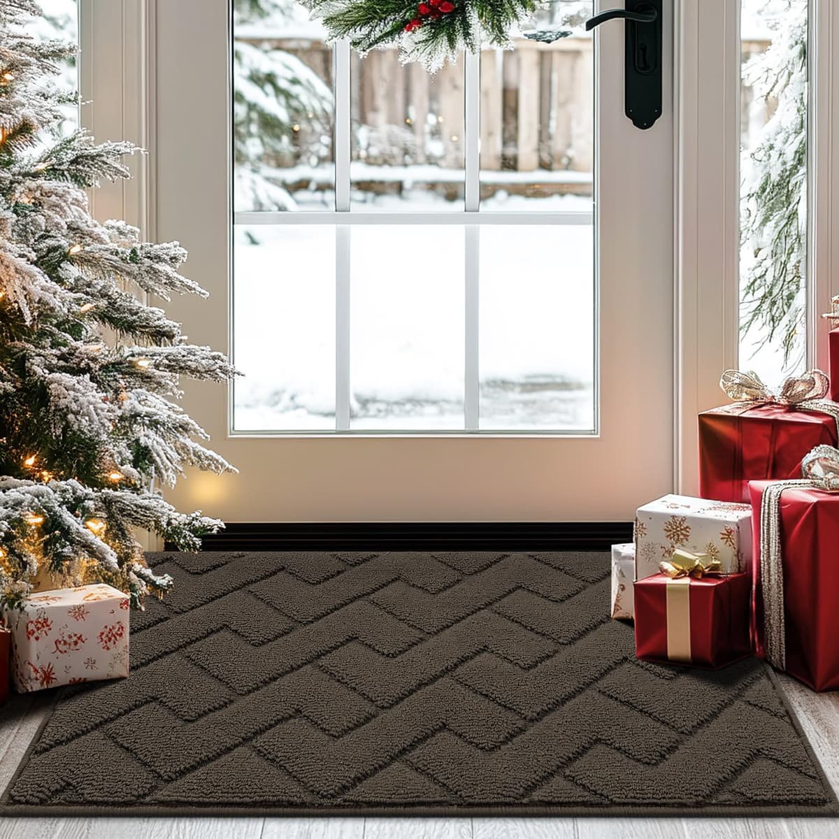 Biscpro Door Mats Indoor,Dirt Trapper Mat Absorbent Non-Slip Low Profile Doormat for Entrance,Inside, Kitchen,Front Door Mat Washable for Pets and Dogs— 50x80cm,Grey — view 45