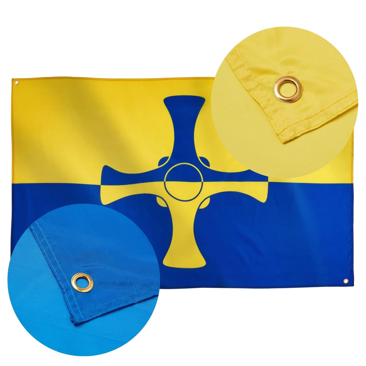 Runesol Cornwall Flag - 91x152cm, 3ft x 5ft, Cornish Flag, 4 Grommets, Eyelet in Every Corner, Premium Quality, Inside & Outside Use, Vivid Colours — view 957