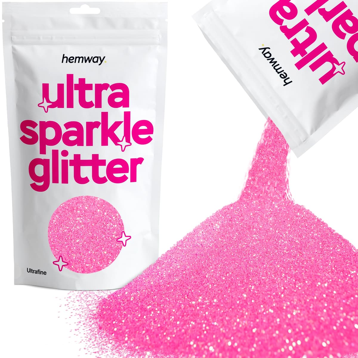 Hemway Ultra Sparkle Glitter Baby Pink Iridescent 100g Fine | Glitter for Arts & Craft, Makeup, Nail Art, Crafting, Card Making, Sparkle Decoration — view 202