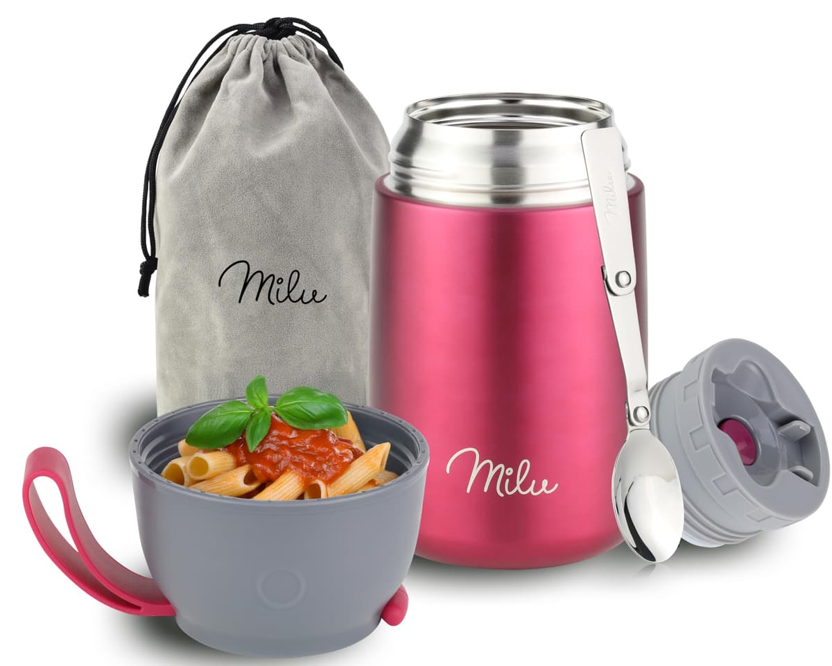 Milu Termo para Comida 450 ml Taza Aislada, Botella de Acero Inoxidable Aislada Alimentos, Beber y sopa de los niños de adultos Térmico (450ml/Verde Azul) — view 10