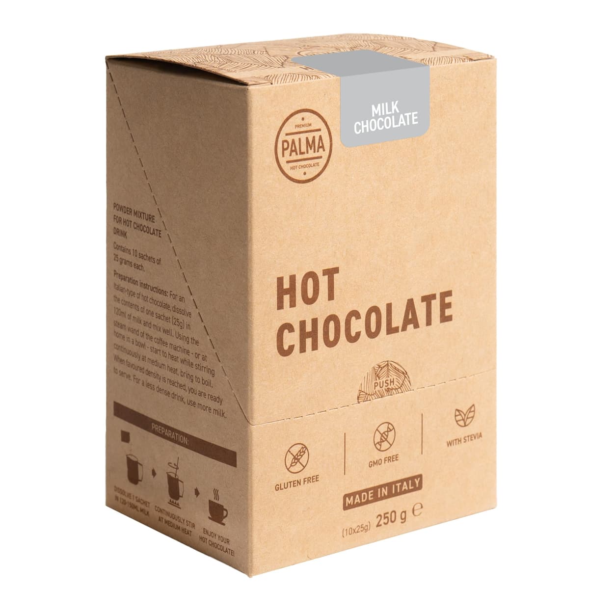 PALMA Italian Hot Chocolate Sachets - Milk Chocolate | 250g (10 Servings)