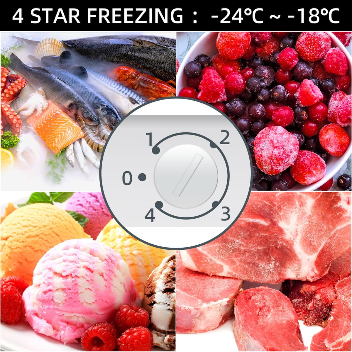 CHiQ CSD90D4DU Upright Freezer 90L, Singe Door mini, Reversible Door, Undercounter, Adjustable thermostat, Basement/Home/Student Dorm/Apartment/Office, Black — view 4