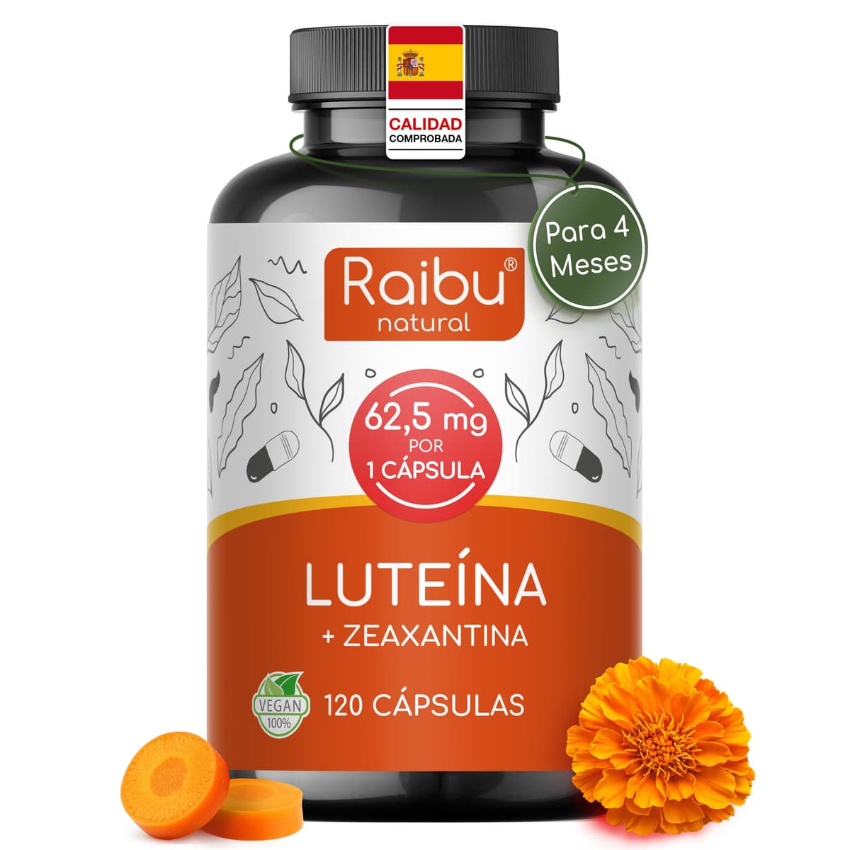 Lutein with Zeaxanthin Eyes - 50 mg Lutein with 12.5 mg Zeaxanthin - 4 Months Treatment - Vision Vitamins with Vitamin A & B2 - Non-GMO, Vegan, Gluten Free - 120 Capsules