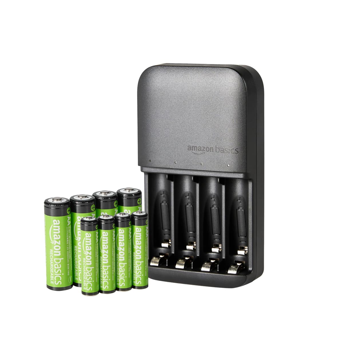 Amazon Basics Battery Charger for Rechargeable AA and AAA NiMh Batteries – UK Plug, 4-Bay, Black — view 7