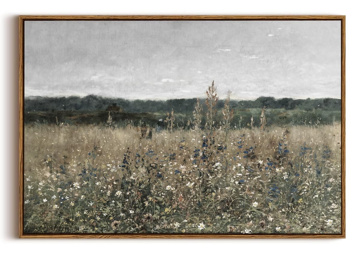 OIQArtOIQ Framed Canvas Wall Art,Vintage Decor,Landscape Nature Country Wildflower Paintings Farmhouse Pictures Modern Artwork Rustic Fall Flower Prints Cottagecore Office Living Room Bedroom Bathroom — view 79
