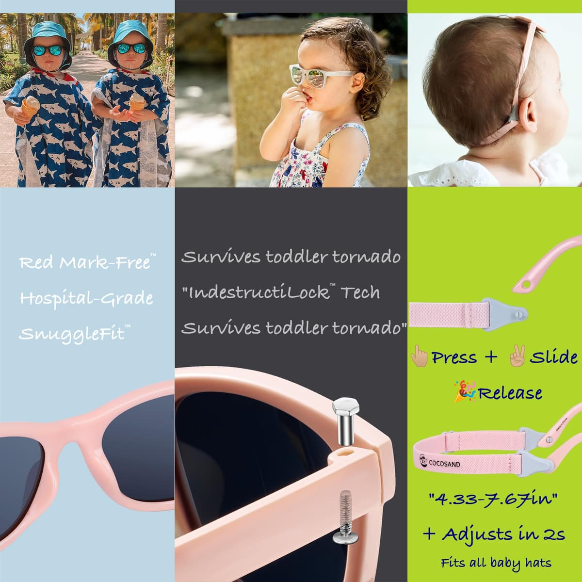 COCOSAND Baby Sunglasses with Strap Polarized Flexible Frame for Toddler Infant Girls Boys Age 0-24 Months — view 6
