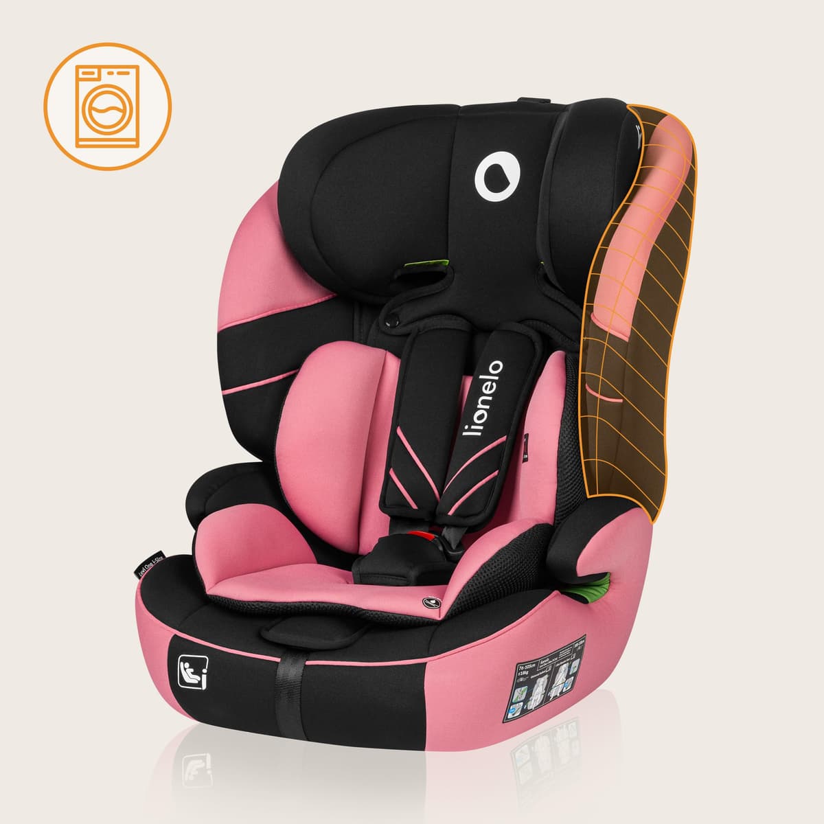 Lionelo Levi Adjustable Car Seat for 9-36kg Transforms with Your Child from Infant to 12 Years, Multi-Level Headrest & Insert Options, Enhanced Side Protection, Easy Install & Wash, Certified — view 5