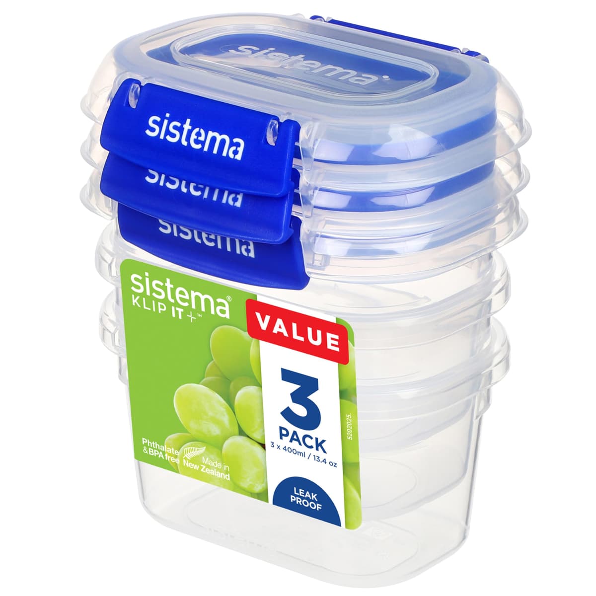 Sistema KLIP IT PLUS Leakproof Food Storage Containers | 2.2 L | AirtightStackable & Nestable Meal Prep Containers with Lids | School Lunch Boxes | 3 Count — view 10