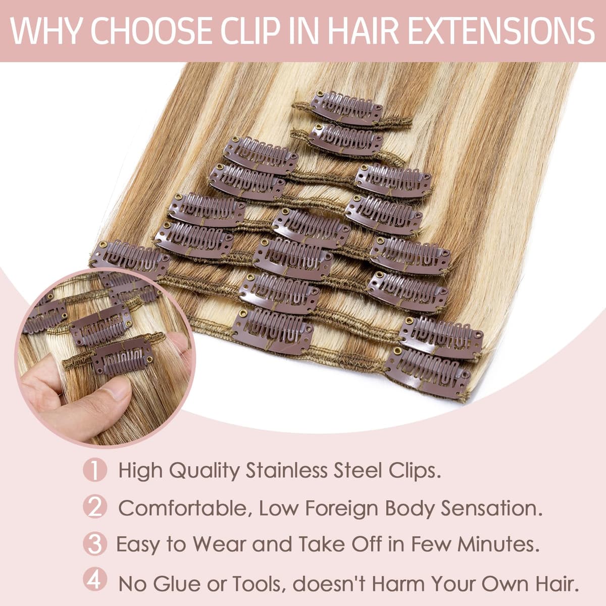 Silk-co 10inch Hair Extensions Clip in Hair Extension Human Hair #04 Medium Brown -Basic Thickness-Thin Weft- 8 Pieces Real Remy Straight Hair Extensions[50g] — view 149