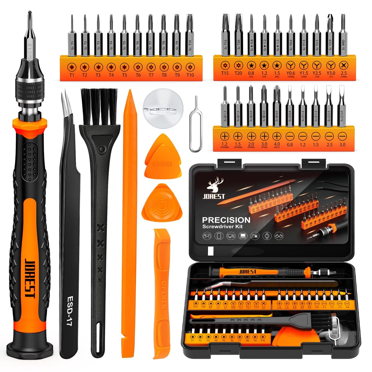JOREST 152 en 1 set de Destornilladores de Precisión Magnéticos Profesionales, Kit de Reparación Portátil con Torx Triwing Bits para Macbook, PC,Switch, PS5, Gafas, Relojes, Laptop, Xbox — view 12