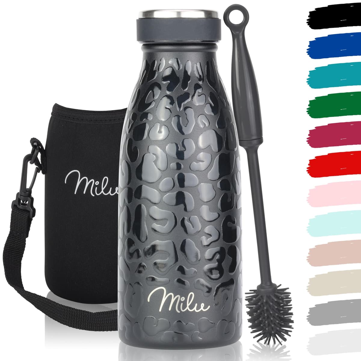 Milu Stainless Steel Drinking Bottle 1500 ml - Insulated Thermo Flask for Water - Leak Proof, Insulated and Double Walled, Carbonated (Granite Navy Blue, 1,5L) — view 92
