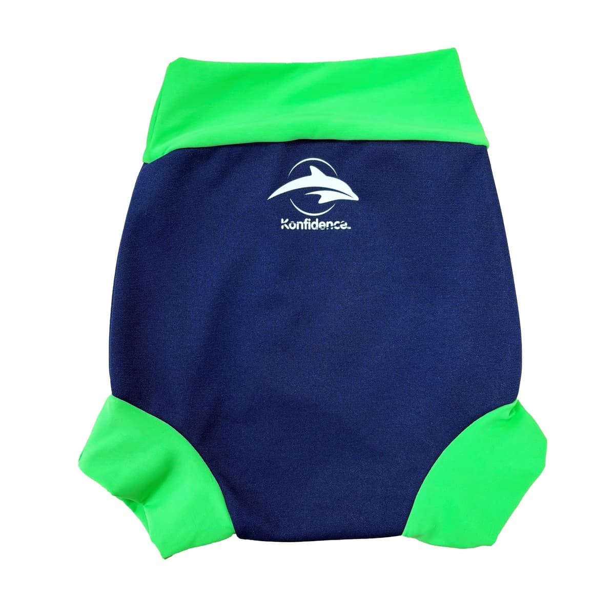 Konfidence Splashy Nappy – Reusable Eco-Friendly Swim Nappy Cover Made Using Recycled Plastics (3–36mths) Leak Proof Design - Machine Washable (Navy/Green, 9-12 Months)