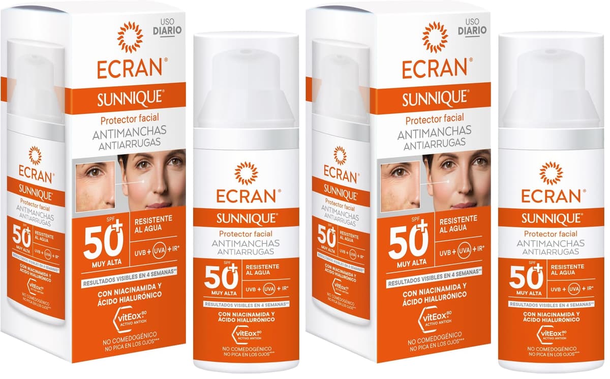 ECRAN SUNNIQUE – Protector Facial SPF 50+ Antimanchas Antiarrugas con Color, con Niacinamida y Ácido Hialuronico, Despigmenta y Unifica el Tono, Fórmula con VitEox80 - 50 ml — view 13