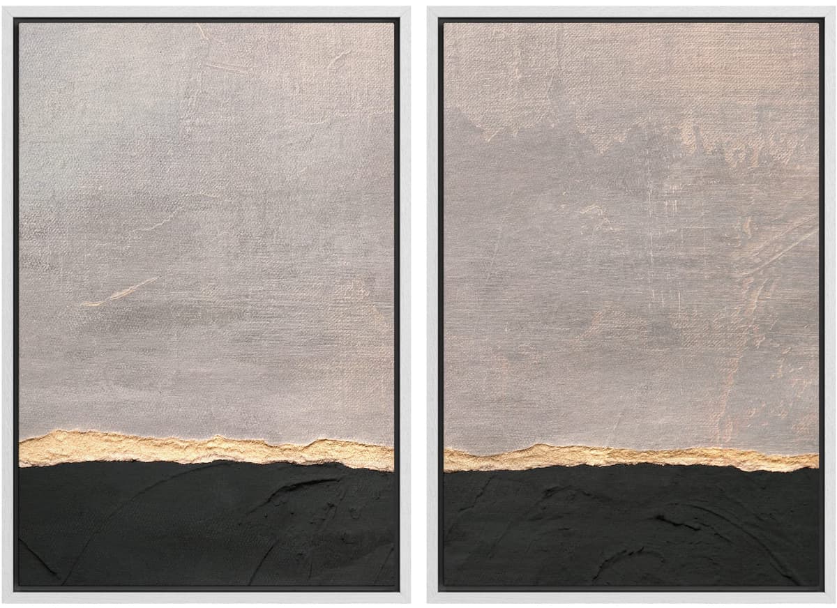 MUDECOR Framed Canvas Print Wall Art Set Watercolor Pastel Duotone Tan Landscape Abstract Shapes Illustrations Modern Art Decorative Contemporary for Living Room, Bedroom, Office - 24"x36"x2 Natural — view 26