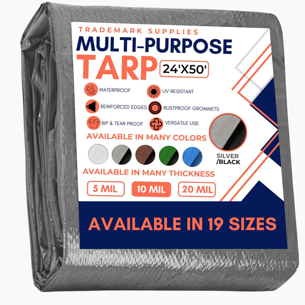 Large Waterproof Tarp- Heavy Duty Thick Poly Tarpaulin Ideal for Canopy Tents, Boats, RV or Pool Covers- Multipurpose Protective Tarps with Grommets for Indoor and Outdoor Use — view 24