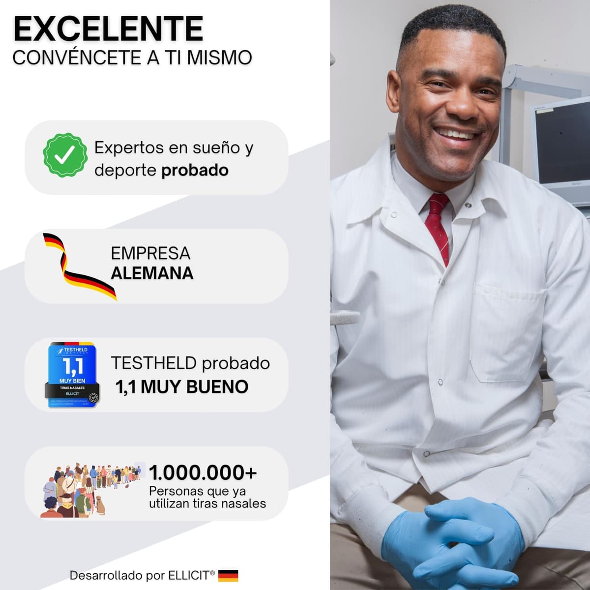 Ellicit Tiras Nasales Transparentes, paquete de 30 tiras nasales premium, contra los ronquidos, soporte extra para deportes y mejor calidad del sueño, mejor respiración con la nariz tapada — view 6