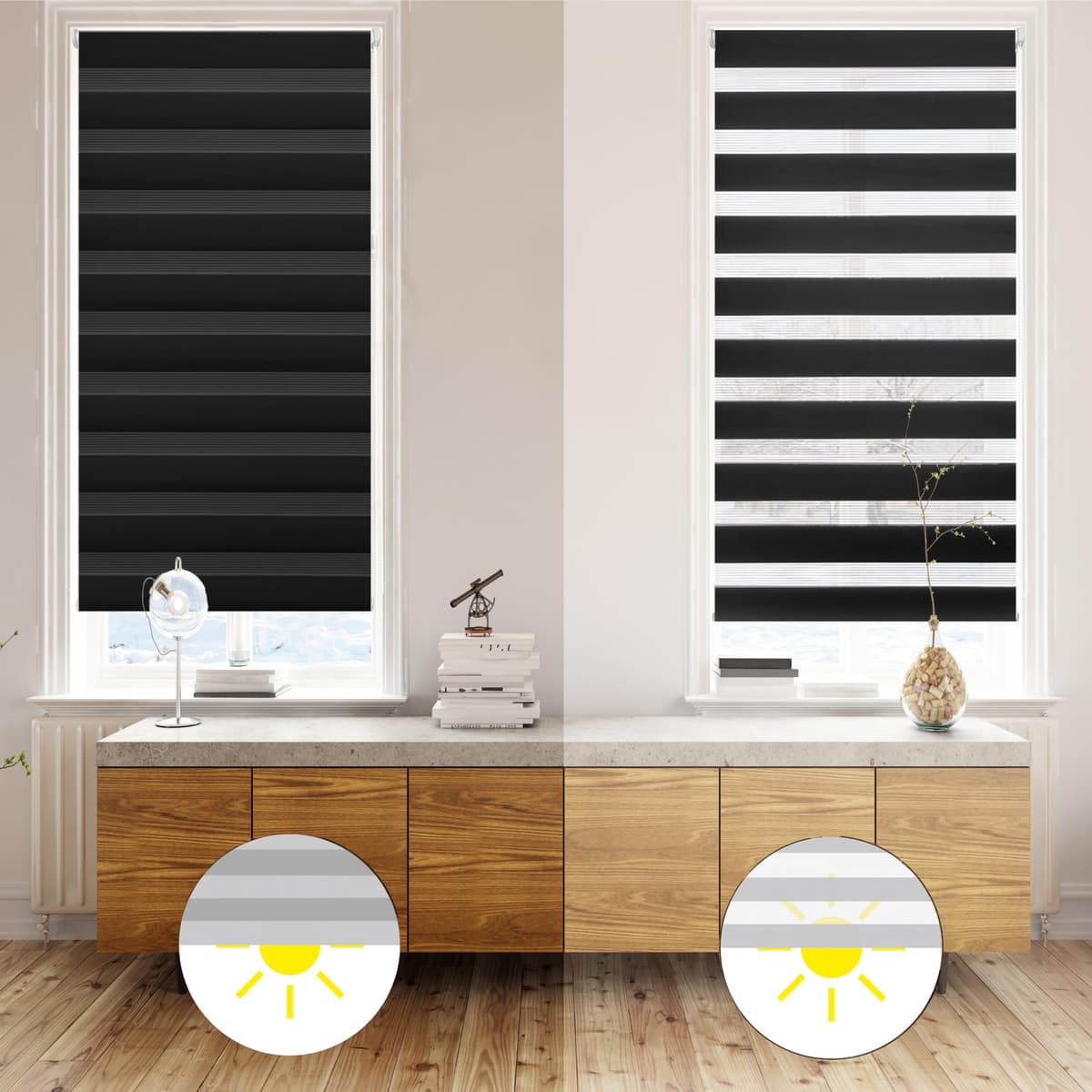 Blindecor Indus SIN HERRAMIENTAS | Estor Enrollable Sin Taladrar de Doble Capa | Color Blanco 40 x 130 cm (ancho x largo) | Tamaño de la Tela 37 x 125 cm — view 17